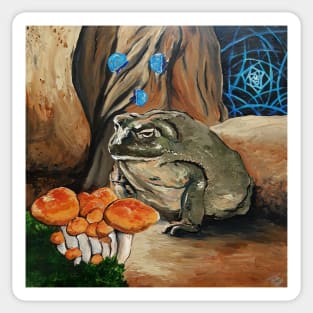 A Moment of Clarity - Psychedelic Frog Toad Mushrooms Sacred Geometry Fantasy Wall Art Handmade Home Decor Painting Sticker